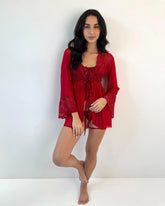 Robe Vermelho em Tule e Renda + calcinha | Hot