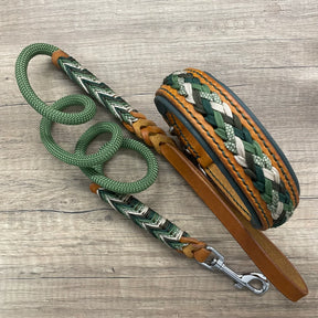 Coleira de couro e paracord | Dark Forest